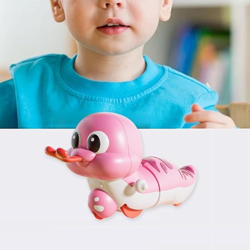 Image of Cute Wind-Up Duck Toy for Kids, Manual Clockwork Walking Duck, Colorful Cartoon Animal Toy for Toddlers & Children (Pink Duck)
