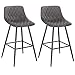 WOLTU 2X Taburete de Bar con Respaldo Paquete de 2 Marco de Metal Muebles Cocina Asiento de Terciopelo Taburetes Cocina Alto Sillas Bar Alta Cocina Gris Oscuro BH252dgr-2