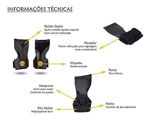 Luva Munhequeira Protetor Mão Grip Pull Up Couro