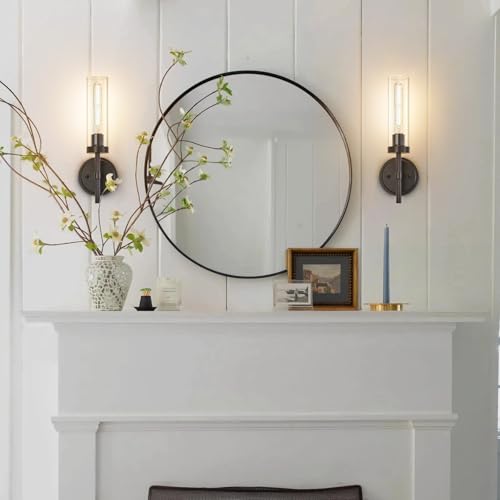 SANTOSTOCK Oil Rubbed Bronze Wall Sconces Set of Two, Bathroom Wall Sconces Vanity Lights with Clear Glass Shade, Modern Farmhouse Wall Mount Lights for Mirror Bedroom Living Room Stairwell Hallway by SANTOSTOCK - Image 8