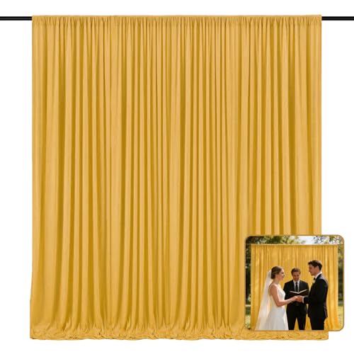Image of 2 Panels Gold Backdrop Curtain, 10 x 10 Feet Polyester Background Curtains for Parties, Weddings, Baby Showers, Halloween, Christmas, Birthday Party Photoshoot Backdrop Curtains Decorations