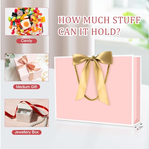 Image of JMANNI Gift Bags, 1PCS Gift Bags Large with Ribbon and 1 Greeting Cards 2 Tissue Paper, Portable Paper Gift Bag with Handles, Birthday Gift Bags,Present Bags for Wedding Party Mothers Day