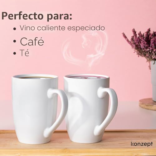 Miniatura 7 de Konzept Juego De 2 Tazas De Porcelana De, 500 Ml, Ideales Para Café, Té Y Cacao, Tazas Perfectas Para Pintar