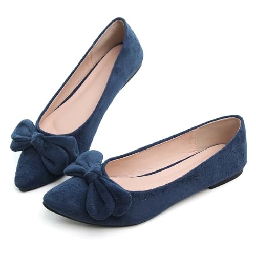 Hee grand Bowknot Flats for Women Comfort Pointed Toe Dress Shoes Slip On Ballet Flats Lightweight3