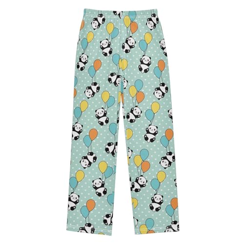 Panda Balloon Love Heart Boys Long Pants Soft Trousers Elastic Waist Kids Lounge Bottoms with Pockets S-XL