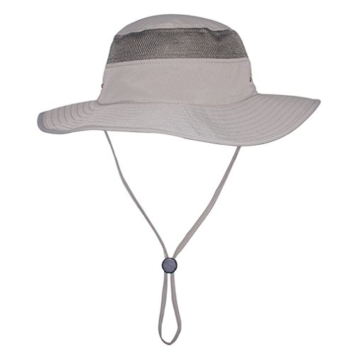 Rnow - Sobrero de ala grande, secado rápido y malla transpirable - Sombreros de pesca - Sombrero para absorción del sol UPF50+, hombre Niños Infantil Unisex mujer, gris, Gratis Cover