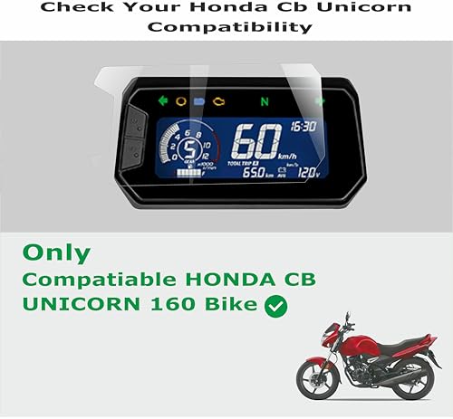Image of OHAYO Screen Protector for Honda CB Unicorn 160 All Variants Bike Instrument Cluster Display | 9H Hardness Military Strength Protective Film | Scratch Resistant HD Clear Flexible Coverage | Bubble Free Easy Installation | Non-Glass Non-Tempered Protection