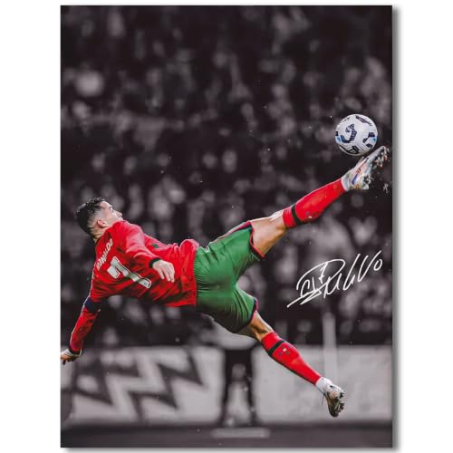 Bovoey Cristiano Ronaldo Soccer Legend Signed Soccer Poster Iconic Bicycle Kick Posters Canvas Prints Picture For Teen Boy Girls Gifts