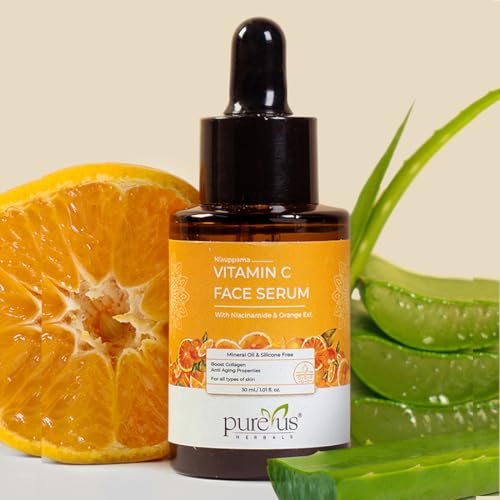 Image of Pureus Herbals Niauppama Vitamin C Face Serum for Glowing Skin with Niacinamide & Alpha Arbutin for reduce Pigmentation, Dark Spot, Acne Prone & Sensitive Skin | Skin Brightening Serum to clear Dull Skin | Women & Men (30 ml)