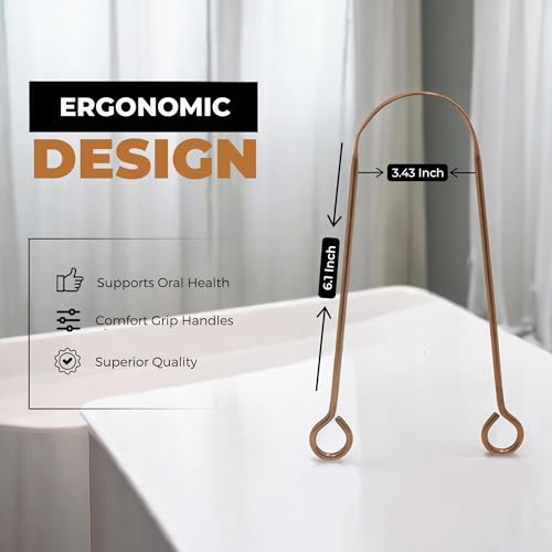 Image of Tongue Scraper for Adults by HOKIN (Copper 2Pcs Oral Care Pack), Copper Tongue Cleaners Reduce Bad Breath, 100% Copper Tough Scrapers Men and Women Hygiene Product
