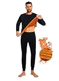 Cyathea Mens Thermal Underwear Set Ultra Thick for Extreme Cold Weather Gold Fleece Lined Long Johns Winter Base LayerBlackL