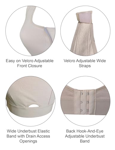 Image of Post Surgery Recovery Bra - Easy On Front Closure, Adjustable Straps, Breathable Cotton