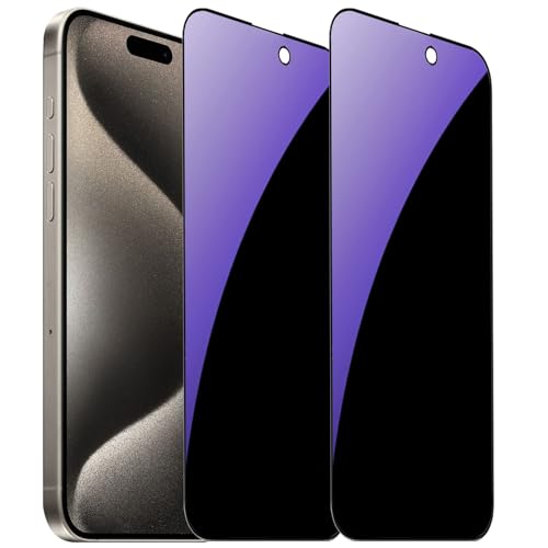 Film anti-rayures iPhone 15 Pro en verre trempé avec couverture complète 6,1 pouces bleu
