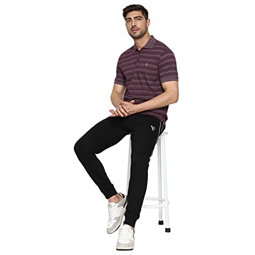 Van Heusen Athleisure Men Polo T-Shirt - Cotton Rich - Ultra Soft, Short Sleeve, Heathered_60043_Crushed Berry_L