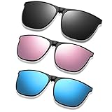 TownTop 3 Stück Sonnenbrillen Aufsatz Brille zum Aufstecken, UV400, polarisiert, Blendfrei, Perfekt für Outdoor, Sonnenbrille Zum Aufstecken für Brillenträger, vielseitig und stilvoll