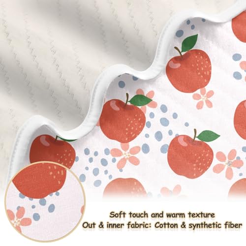 Image of Fruit Red Apples Flowers Baby Swaddle Blanket for Boys and Girls, Muslin Baby Receiving Swaddle Blanket, Soft Cotton Nursery Swaddling Blankets for Newborn Toddler Infant, 30x40 in