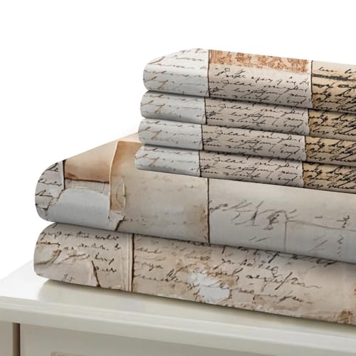 Linge de lit vintage 200x200 cm en microfibre avec 2 taies d'oreiller - 7