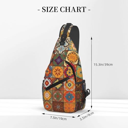 Mochila tipo sling con diseño geométrico marroquí negro miniatura 2