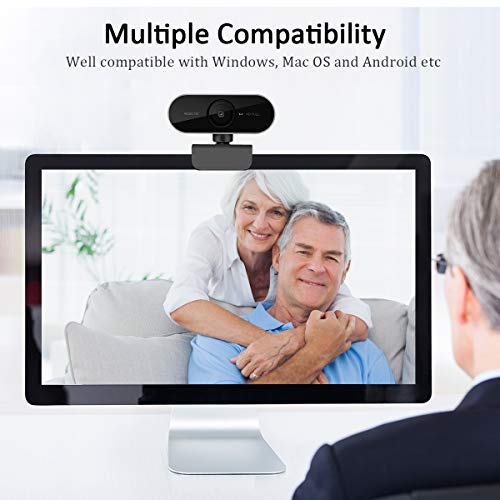 Webcam 1080P con Microfono – Webcam HD per Computer, Laptop, PC, Desktop - Web Camera USB per Video Chiamata Registrazione Conferenza, Live Streaming, Webinar - Compatibile con Windows Android iOS