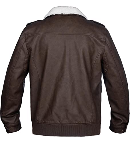 Mens Faux Leather Jacket, Padded Windbreaker, Motorcycle Biker Bomber Coat with Hood2