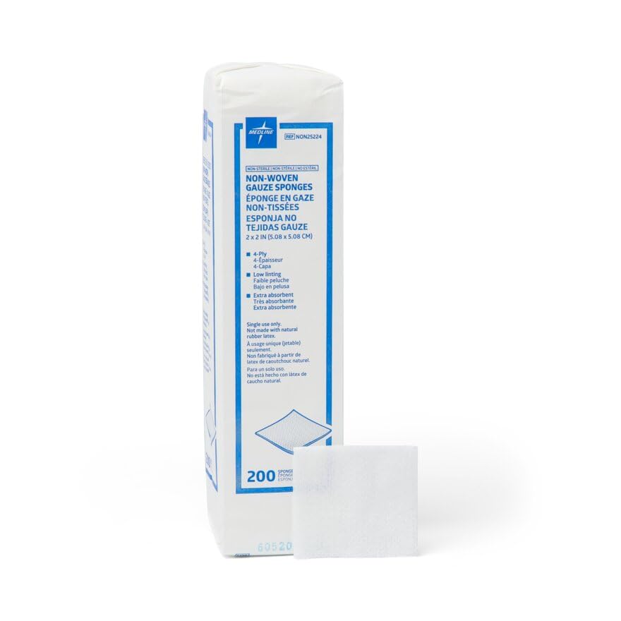 Medline NON25224B Gauze, Sponge, Avant, 2" x 2", 4Ply, Ns, Lf, Db (Pack of 8000)
