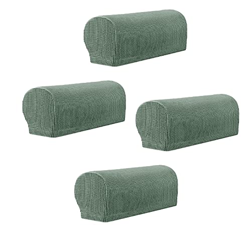 VIKAUL Armrest Covers Slipcovers Set of 4 Anti-Slip Arm Caps Sofa Chair Arm Caps Furniture Protector for Chair, Recliner, Sofa, Green