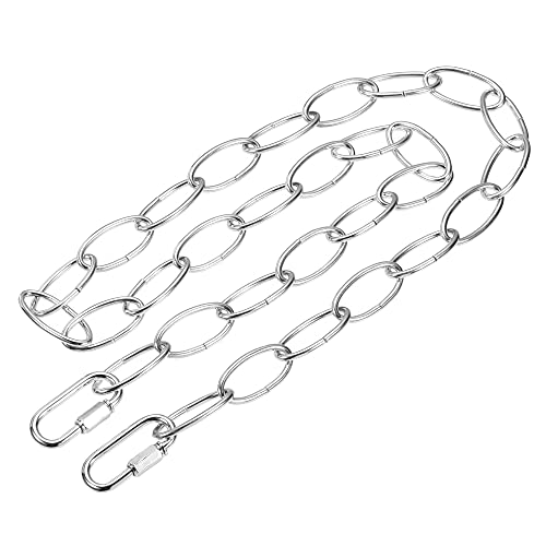 Image of MECCANIXITY Pendant Light Fixture Chains, 3mm Thick 1m Long Chandelier Hanging Links with Chain Connectors, Silver 1 Set