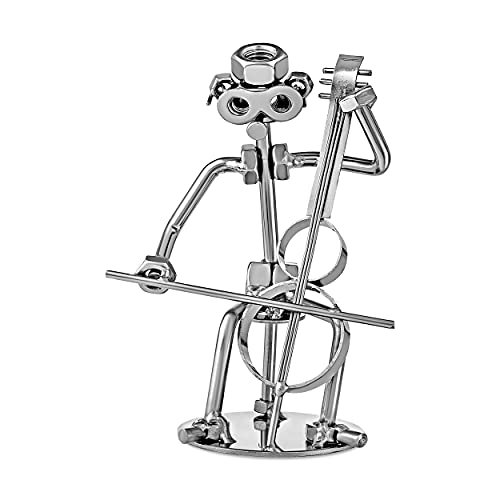 Broadway Gift Cellist Cello Player Silver Tone 5.5 inch Table Metal Decorative Musician Tabletop Figurine