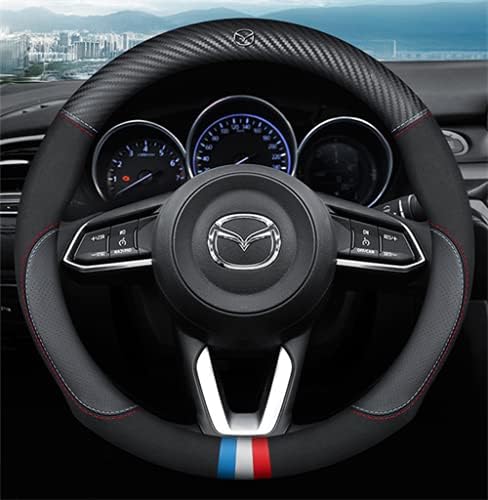 Mammoet マツダ Mazda ステアリングカバー ハンドルカバー 本革 ホイールカバー アテンザ 最新作 アクセラ Cx 3 Cx 5 内装品 ヘッドレイヤー牛革 専車ロゴ A 高級 並行輸入品 Mサイズ 牛革 ザイン メッシュデ 38cm