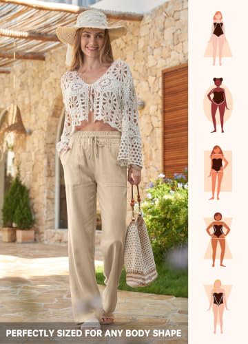 Image of Willit Women Linen Pants Wide Leg Palazzo Trousers 29 inch /31 inch / 33 inch