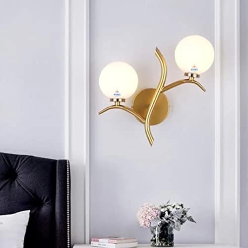 Image of WOKE Premium Tree Design Wall Light | Gold Finish Metal & Frosted Glass Decorative Wall Lamp for Bedroom, Living Room, Hall, Hotel, Restaurant & Luxury Home Decor | E27 Holder