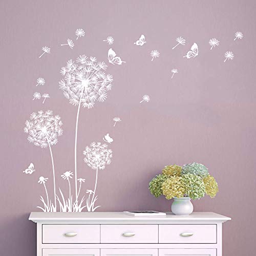 Stickers muraux géants pissenlit blanc Runtoo déco salon - 4