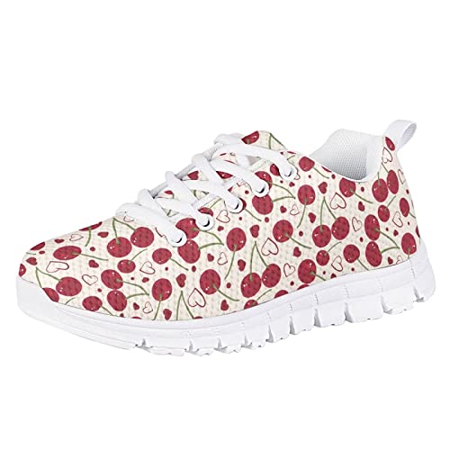 Cute Tennis Shoes for Girls Kids Mesh Running Shoes Lace Up Walking Athletic Sneakers