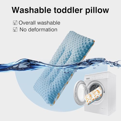 Image of 1Pc Toddler Pillow,Breathable and Skin-Friendly,Machine Washable,100% Cotton Cute Kids Pillows for Sleeping,Kids Sleeping Pillow for 2-6 Year Old,19X11inches
