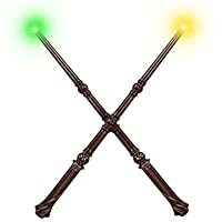 Light Up Magic Wizard Wand with Sounds & 4 Color Lights Illuminating Witch Toys for Kids Cosplay Party Birthday Gift, Brown, 2PCS