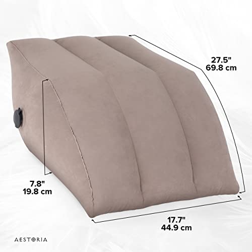 Aestoria Inflatable Leg Elevation Pillow- Portable Wedge Pillow For Legs With Storage Bag, Versatile Leg Pillows For Elevation Blood Circulation, Leg Injuries, & Leg Rest Breathable Suede Material #TOP1
