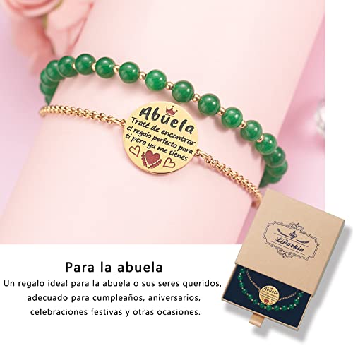 LParkin Doble Cuenta Pulsera Abuela Acero Inoxidable, Regalo Original para Abuela, Obsequios Abuela Personalizados Cumpleaños4