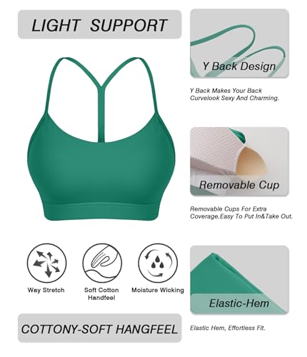 Image of Comper Y Back Sports Bra for Women Low Impact Racerback Workout Bras Sexy Thin Straps Yoga Bras with Removable Pads