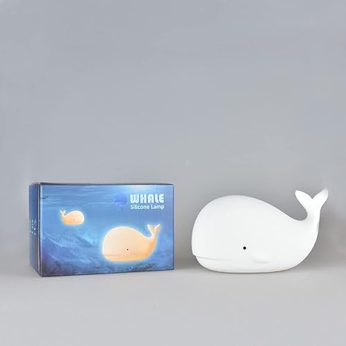 Miniatura 7 de TriPro Whale - Luz nocturna de silicona para cuarto de bebé, decoración de playa, decoración de escritorio, juguetes, decoración de dormitorio,