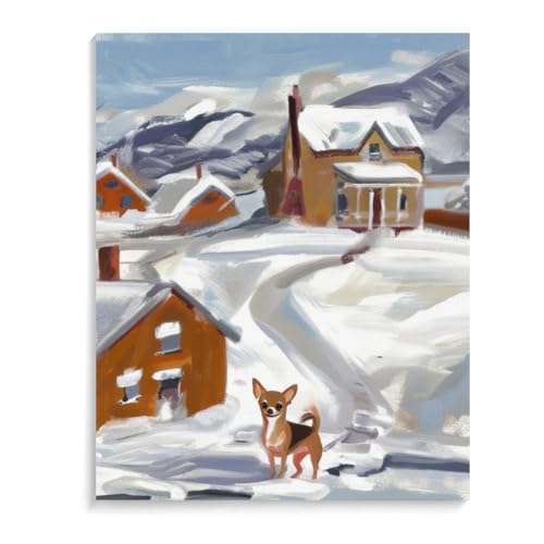 DIY Adult Paint by Number Kits Chihuahua Dog for Adults Beginners,Easy Acrylic Paint by Number,DIY by Numbers Kits on Canvas 12x16inch(30x40cm) Frameless