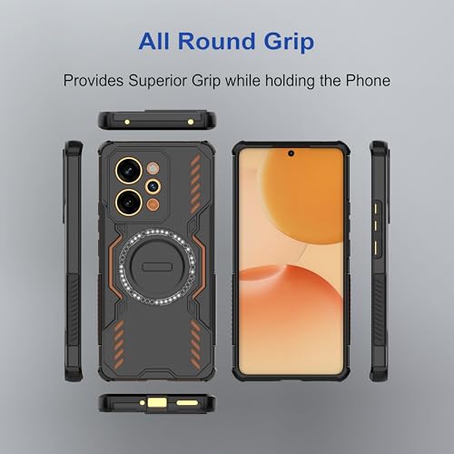 Image of amazon basics Back Case Cover for Realme Narzo Power 5G | Magnetic Case with Built-in Metal Ring | Supports MagSafe Charger, Wallet & Car Mount | Shockproof Hybrid PC + TPU | Black