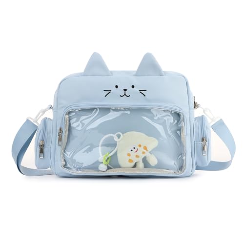 HomKuch Bolso de mujer kawaii, bolso de bolsillo múltiple kawaii bolso de mujer japonés bolso de hombro lindo billetera