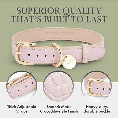 NINA WOOF Milan Leather Dog Collar - Luxury Padded Collar With Adjustable Buckle for Extra Small Small and Large Dogs - Lilac, Small - Image 3