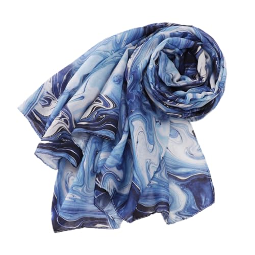 Image of FACELESS Polyester Printed Tie Dye Headscarf, Long Scarf (1, Tie dye+blue)
