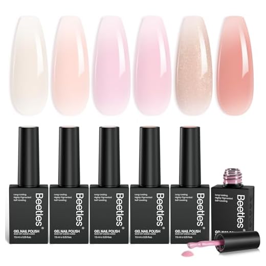 Conjunto de esmalte de gel Beetles Jelly – Kit de esmalte de gel rosa nude com 6 cores, brilho neutro, translúcido, gel transparente, absorvente, corretivo de unhas UV, coleção de suco de pêssego