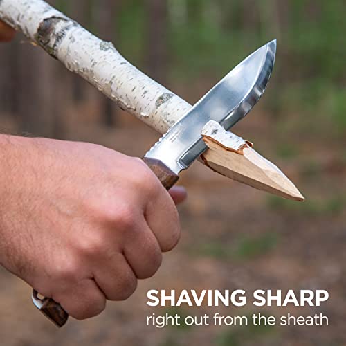 Bps Knives Hk1S - Handmade Carbon Steel Knife - Fixed Blade Full Tang Hunting Knife - Camping Bushcraft Knife With Leather Sheath - Scandinavian Sharpening Camp Knife #TOP1