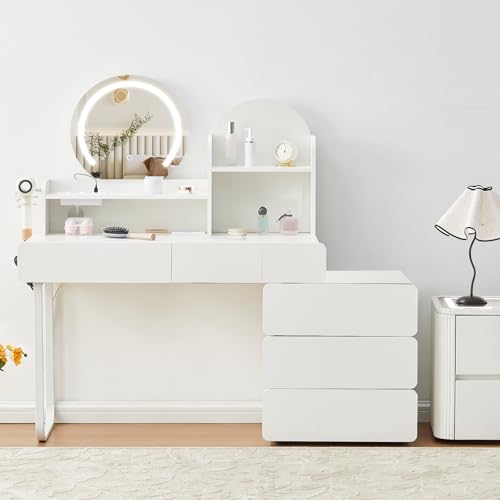 CLIPOP Tocador blanco con luces LED y estación