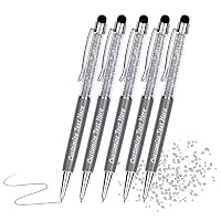 5 Personalisierte Kristall-Kugelschreiber – 2-in-1 Mit Touchscreen-Stift, Gravur Möglich (Rosa)