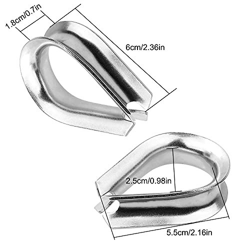 Aconnet 12PCS 1/2 Inch Wire Rope Thimbles M12 Cable Thimbles 304 Stainless Steel Thimble Rigging for 1/2 Inch Diameter Wire Rope/Cables - Thumbnail 2