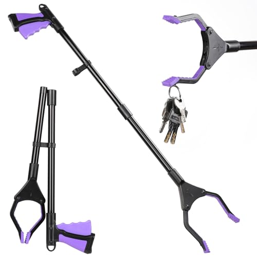 DMPTTT Pinza pieghevole girevole per anziani, 81,5 cm, pieghevole, girevole a 360°, lunga con punte magnetiche per anziani